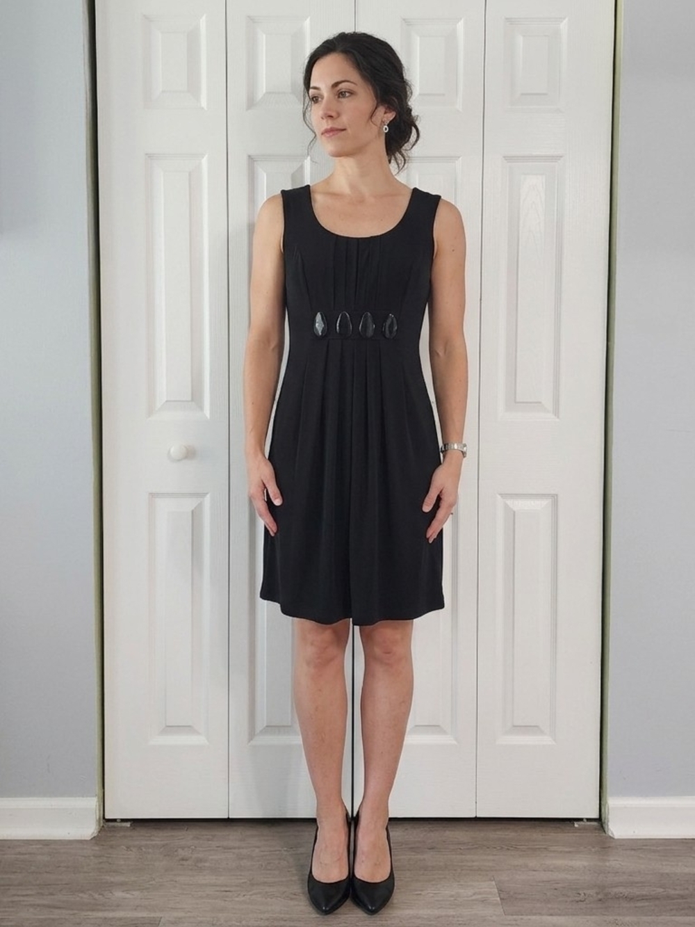 Enfocus Studio Little Black Sleeveless Dress with Waist Embellishments Elegant